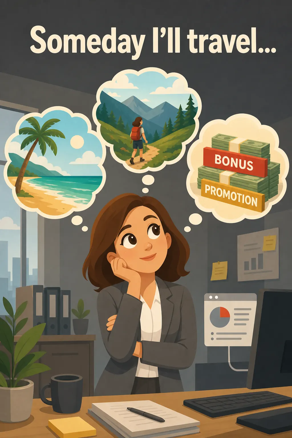 The 4-Hour Workweek preview: She tells herself she'll travel and rest someday. After the next promotion. After the bonus. After she finally gets her 
