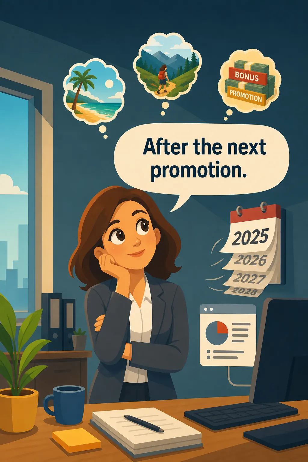 The 4-Hour Workweek preview: She tells herself she'll travel and rest someday. After the next promotion. After the bonus. After she finally gets her 
