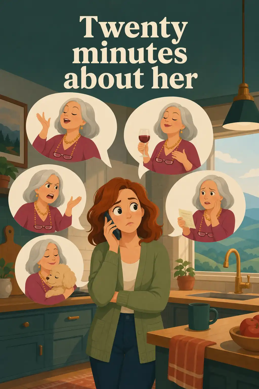 Adult Children of Emotionally Immature Parents visual: Carla answers. Her mother talks for twenty minutes about her own dramas, never asking about Carla's life. Carla hangs up