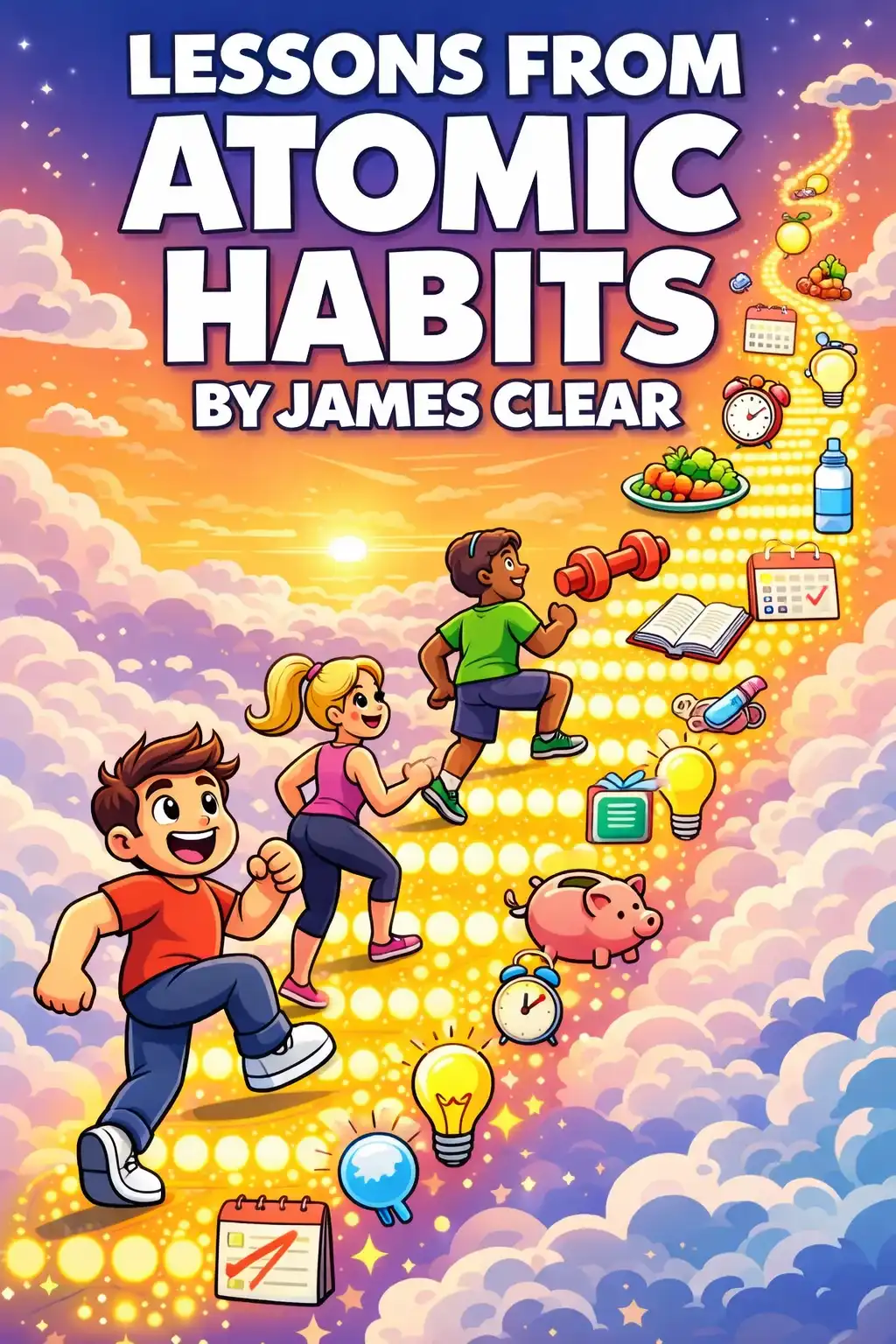 Atomic Habits visual: "Atomic Habits" by James Clear is a practical guide to building good habits, breaking bad ones, and getting one percent 