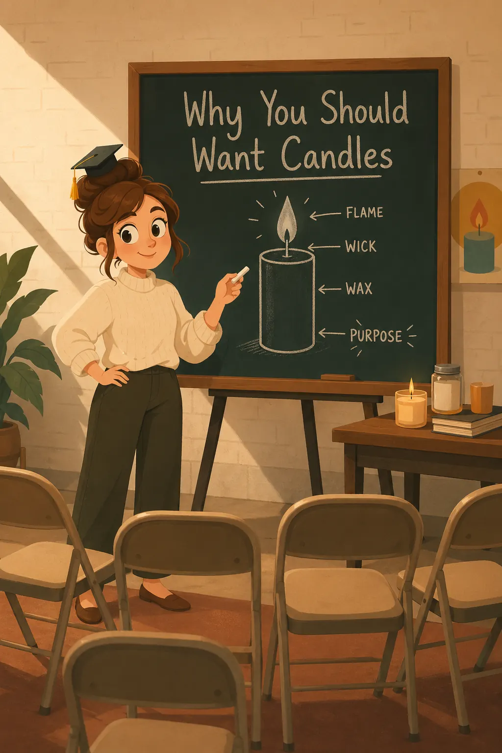 Breakthrough Advertising preview: Notice what she's doing. She's trying to teach strangers why they should want her candles. That's where she's stuck, and