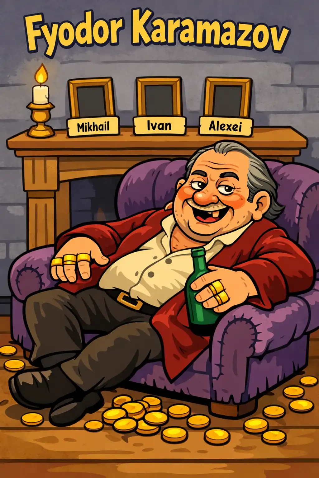The Brothers Karamazov visual: In a small Russian town lives Fyodor Karamazov, a wealthy, crude, and morally bankrupt landowner. He has fathered three 