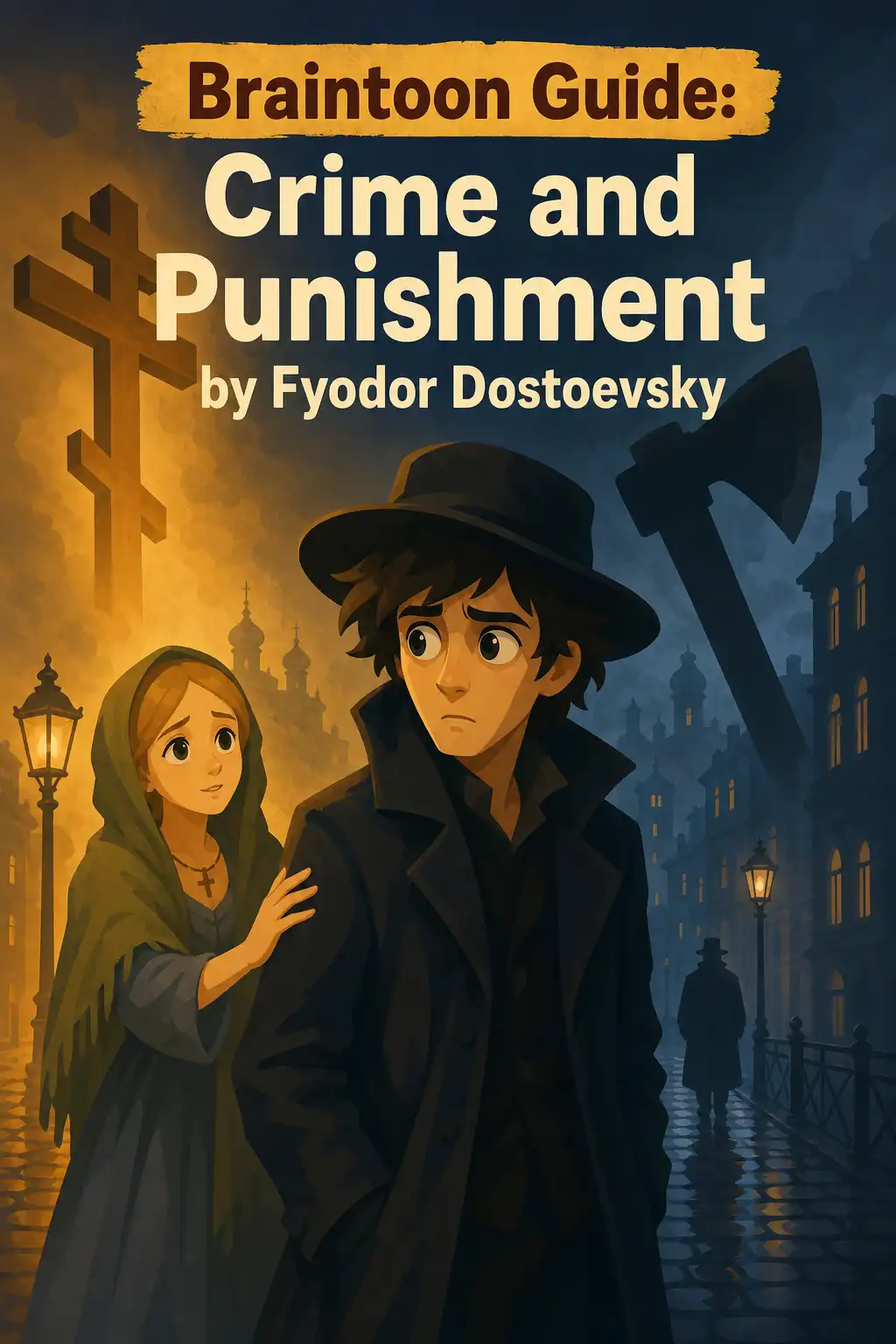 Crime and Punishment visual: Crime and Punishment by Fyodor Dostoevsky follows Raskolnikov as guilt, pride, and faith collide, asking whether any hum