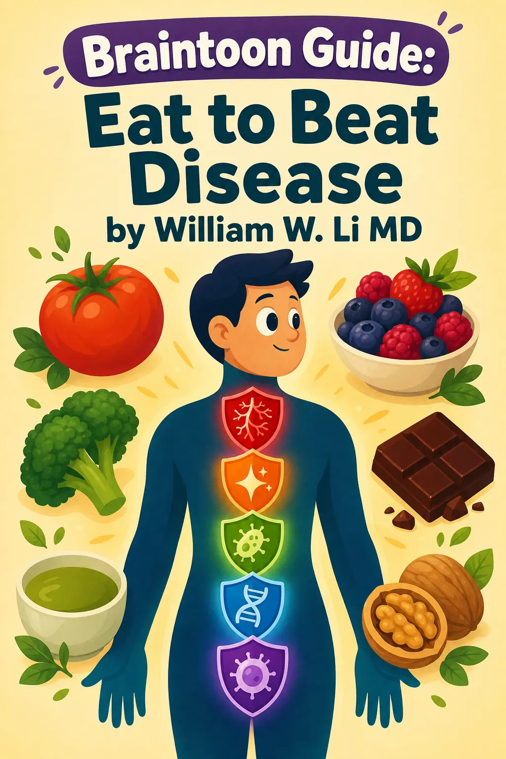 Eat to Beat Disease visual: Eat to Beat Disease by William W. Li MD shows how everyday foods can activate your body's five built-in defenses against