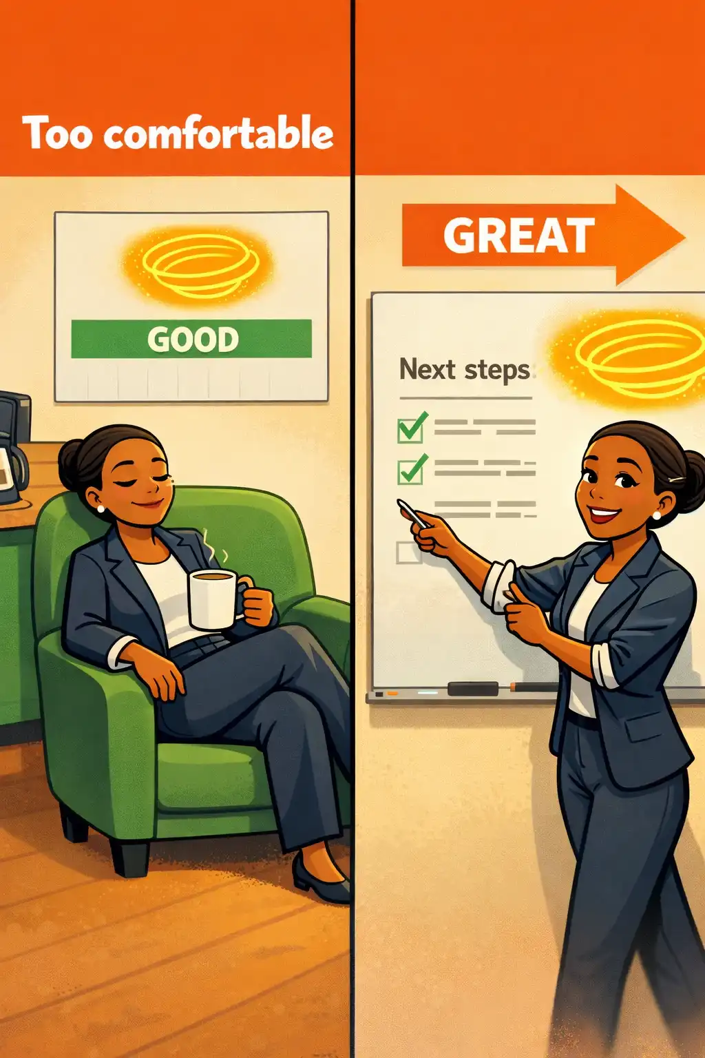 Good to Great visual: What if the biggest reason you’re not truly great is that you’re already pretty good—and comfortable staying there?