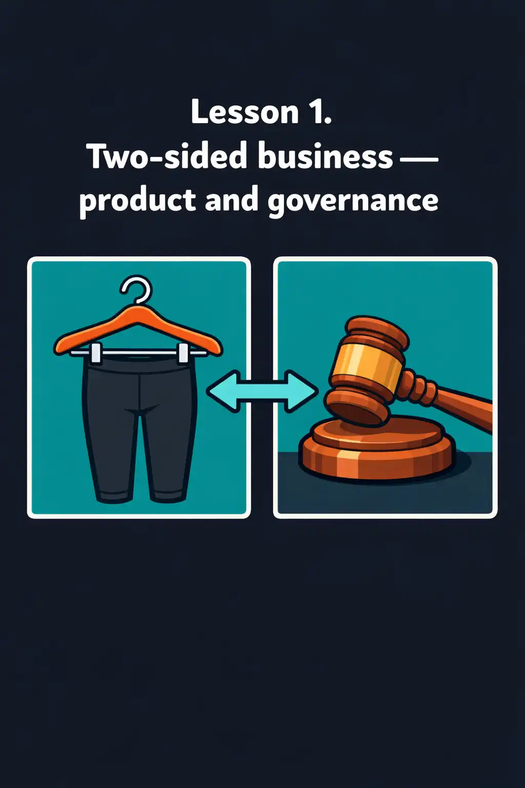 Little Black Stretchy Pants visual: Lesson 1. Two-sided business — product and governance