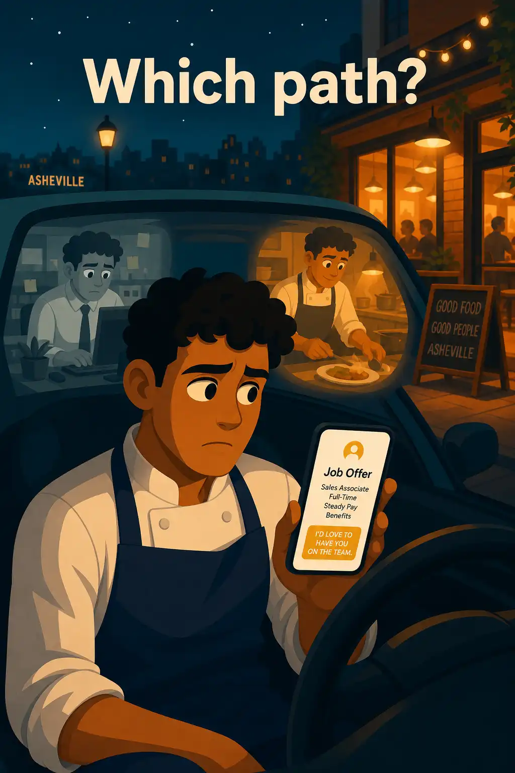 Mastery preview: After that shift, Tyler sits in his car outside the Asheville restaurant, seriously considering quitting to take his cou