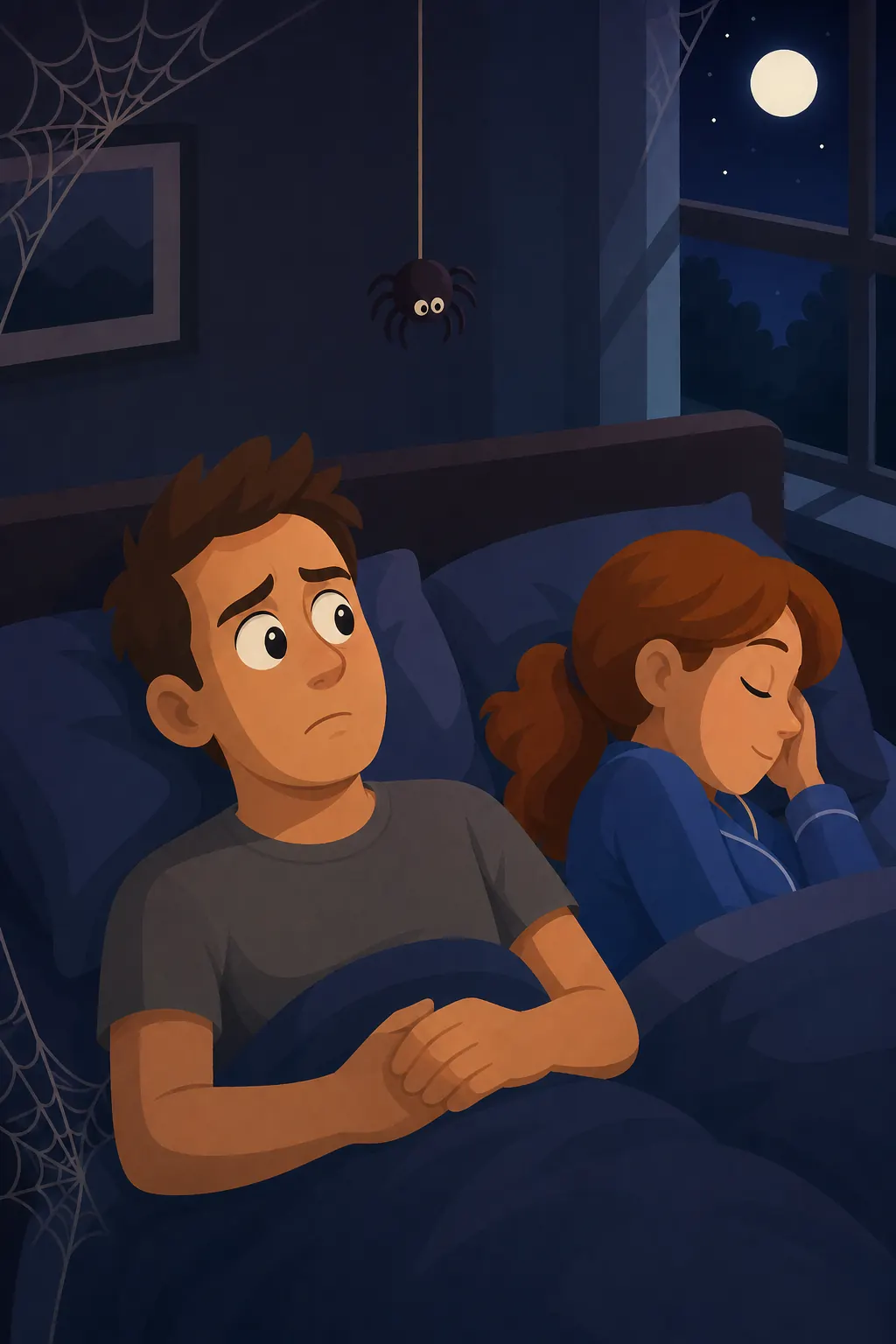 Mating in Captivity visual: Daniel lies awake, staring at the ceiling beside his sleeping wife of nine years, wondering when their bedroom turned in