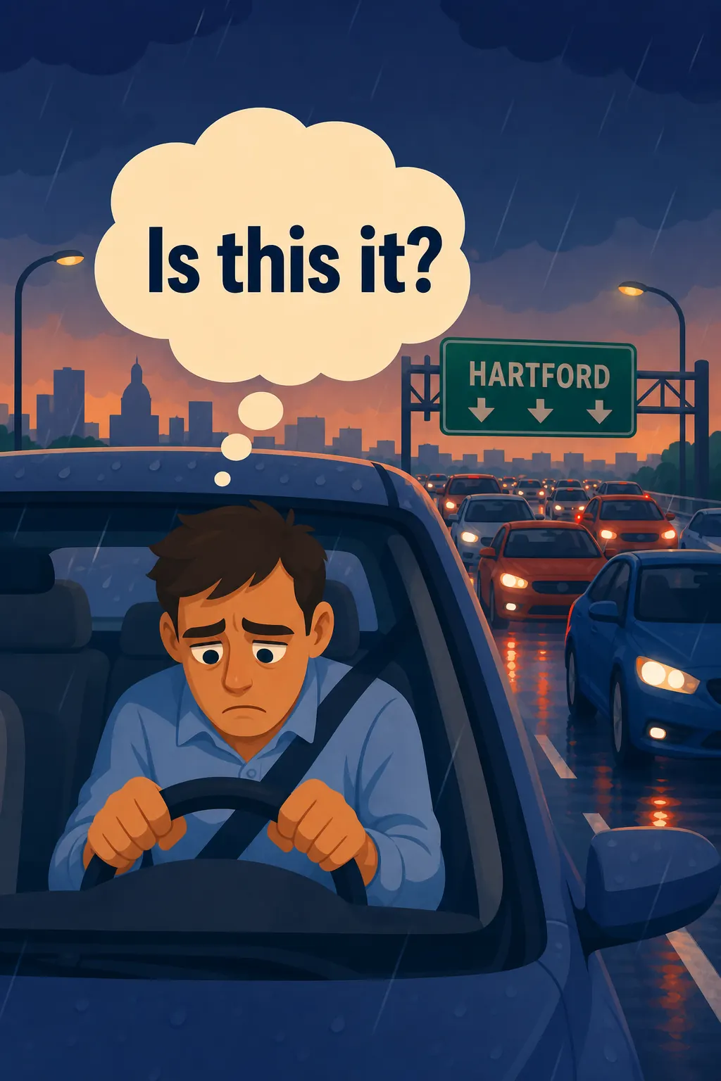 The Millionaire Fastlane visual: It's 6 a.m., and Marcus Reed is stuck in gridlock outside Hartford. He's gripping the wheel of a leased sedan he can bar