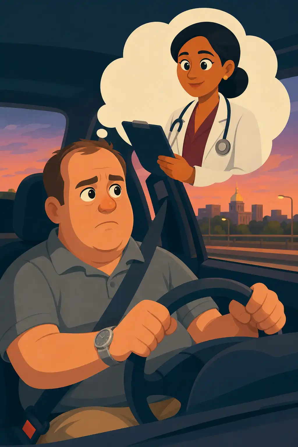 The Obesity Code visual: Dave, a 47-year-old insurance claims adjuster in Des Moines, drives home replaying the appointment in his head. He follo