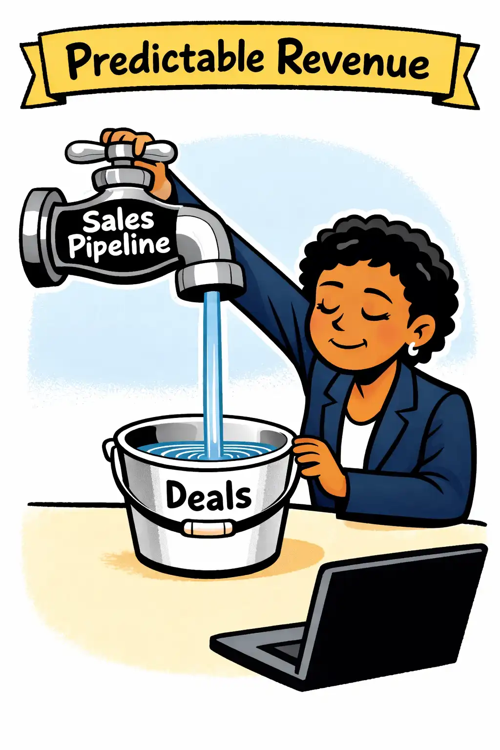 Predictable Revenue visual: What if your sales pipeline could feel less like gambling, and more like turning a dependable faucet you can actually co