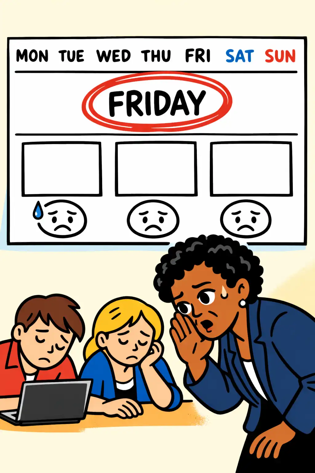 Predictable Revenue visual: Picture a CEO staring at the calendar, whispering, “If we don’t close three deals by Friday, we’re in trouble.” Everyone