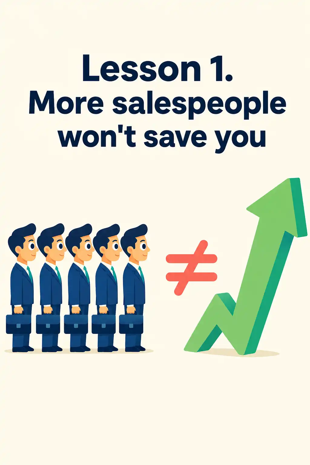 Predictable Revenue visual: Lesson 1. More salespeople won't save you