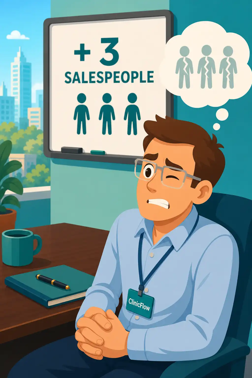 Predictable Revenue preview: Inside that office, Brian's CEO has a fix in mind for ClinicFlow, their small Raleigh company that sells scheduling soft
