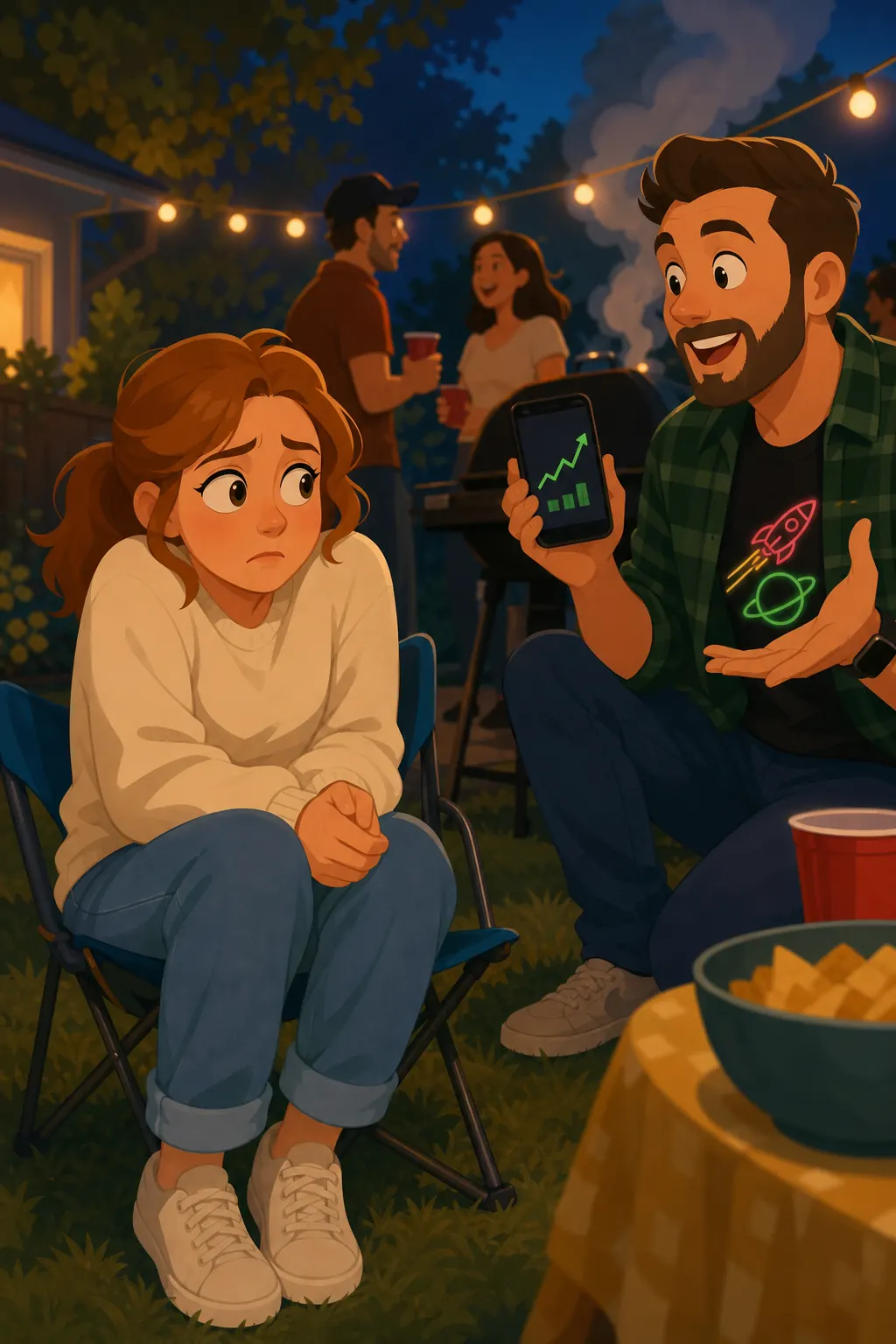 The Psychology of Money visual: Wedged into a folding chair at her cousin's backyard barbecue, Rebecca Hartley overhears bragging about crypto wins and