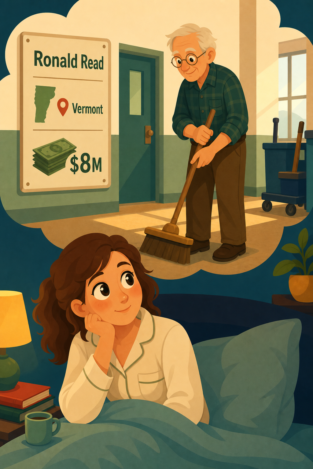 The Psychology of Money preview: That night, she remembers a story Morgan Housel tells about Ronald Read, a Vermont janitor who quietly left behind nearl