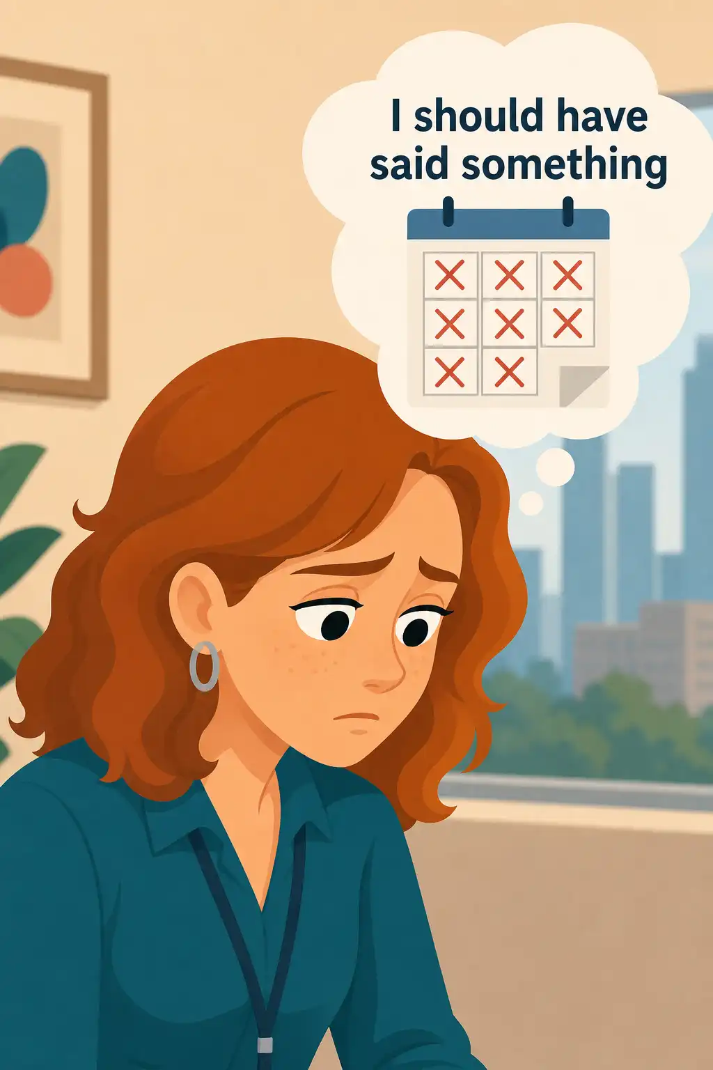 Radical Candor visual: Rachel sits across from Tyler in a quiet conference room in Charlotte, ready to fire him, knowing deep down she should h