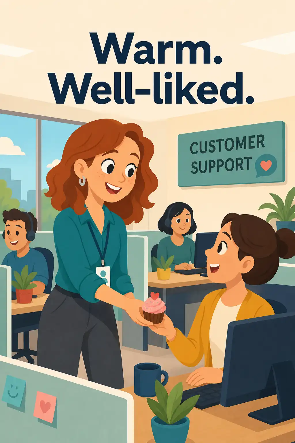 Radical Candor visual: Rachel manages a customer support team at a mid-sized insurance company. She's warm, well-liked, and absolutely terrifie