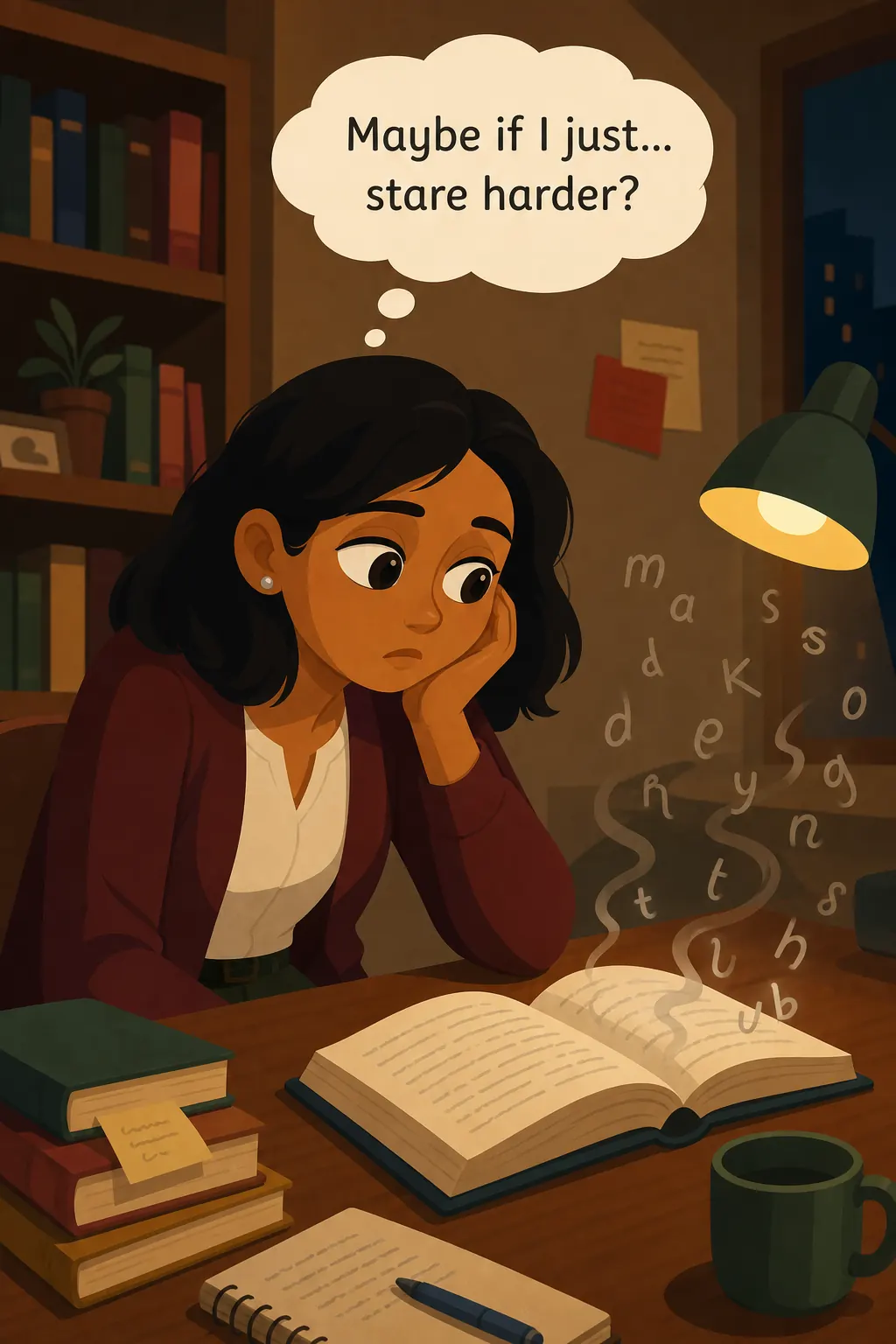 How to Read a Book preview: Her eyes are moving, but nothing is sticking. She keeps hoping the words will somehow soak in if she just stays patient