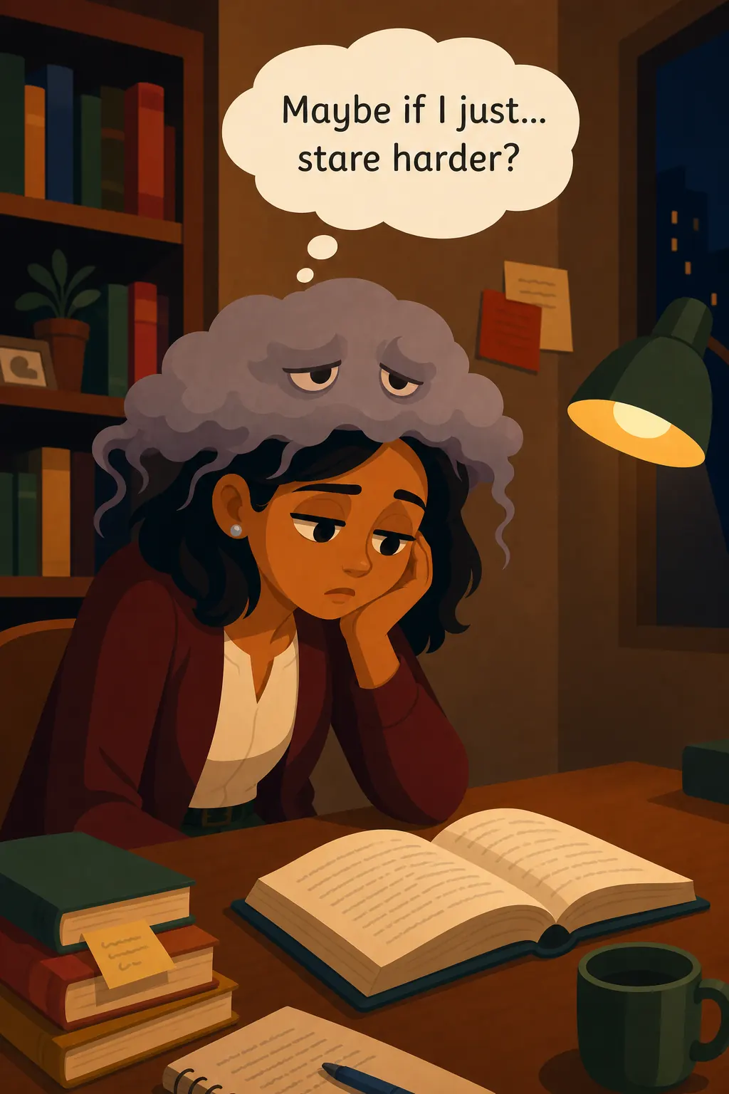 How to Read a Book preview: Her eyes are moving, but nothing is sticking. She keeps hoping the words will somehow soak in if she just stays patient