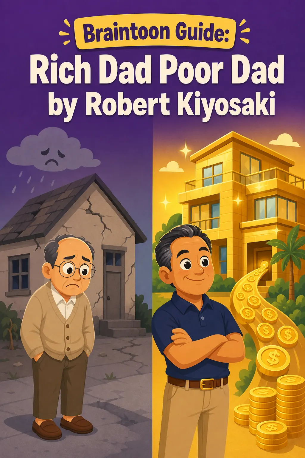 Rich Dad Poor Dad visual: Rich Dad Poor Dad by Robert Kiyosaki is a book about how the wealthy think differently about money, and how anyone, no m