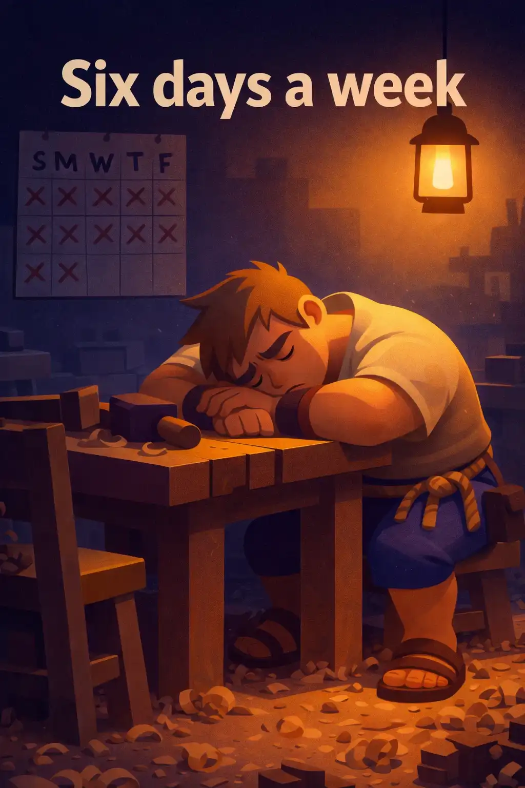 The Richest Man in Babylon preview: Meet Dara. He's a furniture maker in a busy city. He works six days a week, sometimes seven, building tables and chairs 