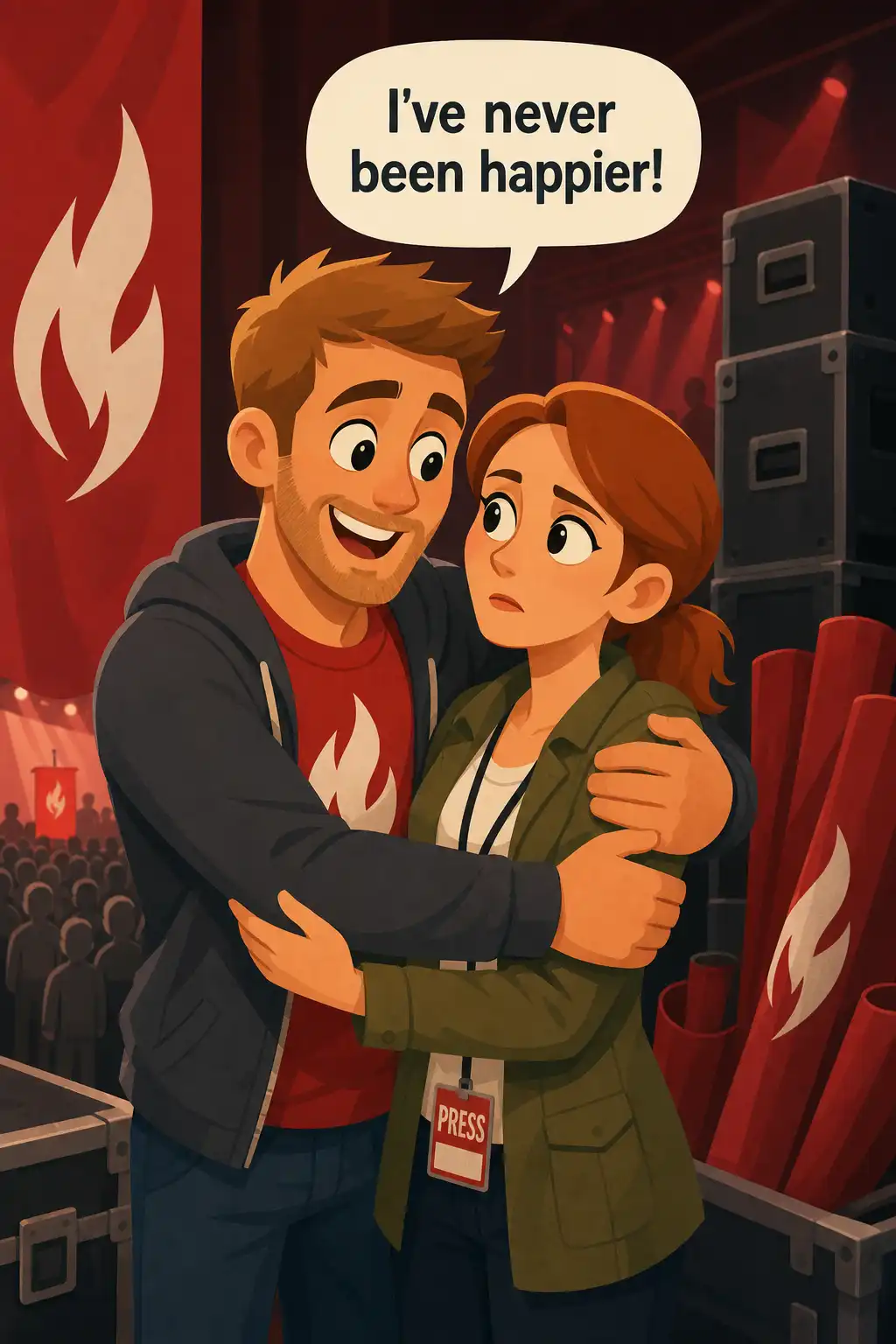 The True Believer preview: Backstage after the rally, Rachel finally finds Kyle. He hugs her, glowing, talking in slogans she's never heard him use